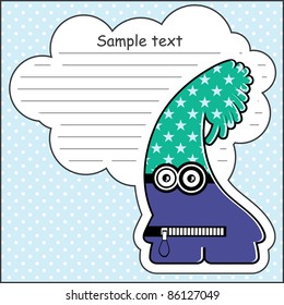 Cartoon monster with message cloud