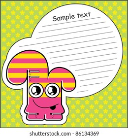 Cartoon monster with message cloud