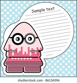 Cartoon monster with message cloud