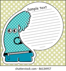 Cartoon monster with message cloud