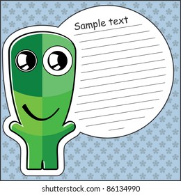 Cartoon monster with message cloud