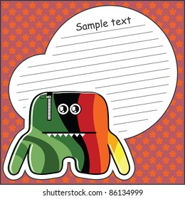 Cartoon monster with message cloud