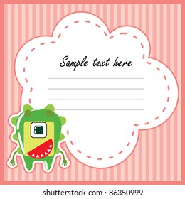 Cartoon monster with message cloud