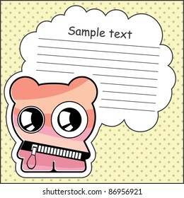 Cartoon monster with message cloud
