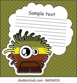Cartoon monster with message cloud