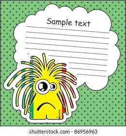 Cartoon monster with message cloud