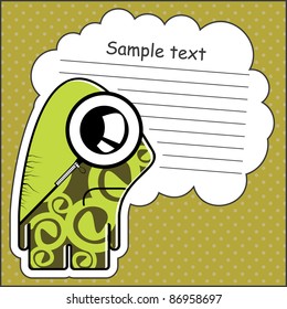 Cartoon monster with message cloud