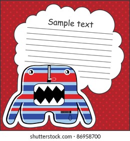 Cartoon monster with message cloud