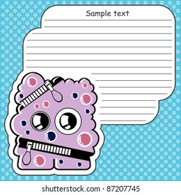 Cartoon monster with message cloud