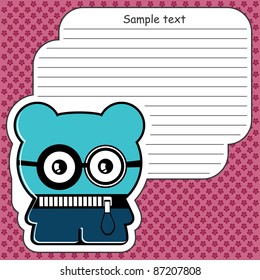 Cartoon monster with message cloud