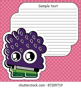 Cartoon monster with message cloud