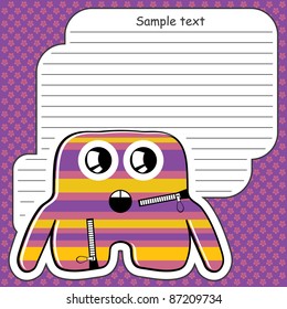 Cartoon monster with message cloud