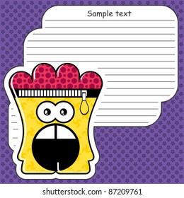 Cartoon monster with message cloud
