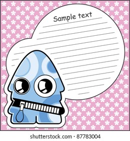 Cartoon monster with message cloud