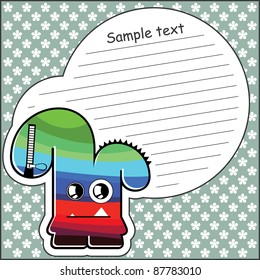 Cartoon monster with message cloud