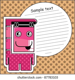Cartoon monster with message cloud