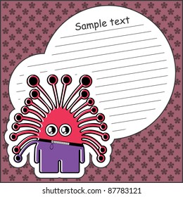 Cartoon monster with message cloud