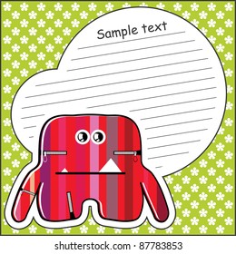 Cartoon monster with message cloud