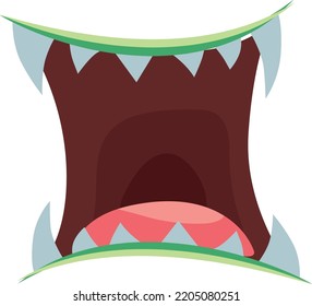 Cartoon Monster Mouth Wide Open. Funny Icon