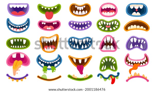 Cartoon Monster Mouths Scary And Mouth With Teeth And Tongue