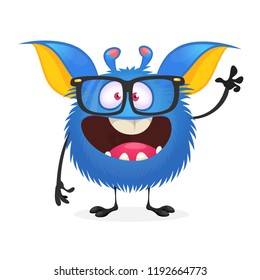 Cartoon monster nerd wearing glasses. Halloween illustration isolated
