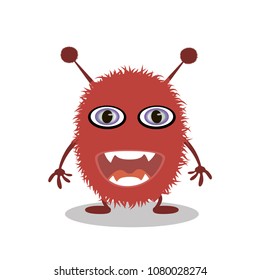 Cartoon monster on white background. Vector illustration.