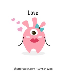 Cartoon monster on white background. Vector illustration.