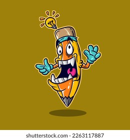 Cartoon Monster Pencil For T-Shirt And Sticker Designs