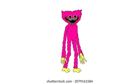 Cartoon Monster Pink Huggy. Vector image for animation of a cartoon character. All details on separate layers.