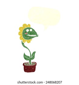 cartoon monster plant with speech bubble