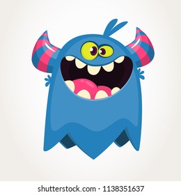 Cartoon monster with scary expression face. Vector character