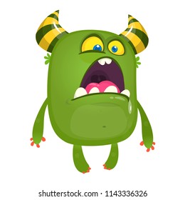 Cartoon monster with scary expression face. Vector character