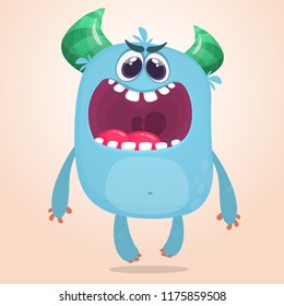 Cartoon monster with scary expression face. Vector character