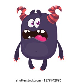 Cartoon monster with scary expression face. Vector character