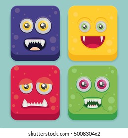 Cartoon monster set in flat style. Happy halloween vector.