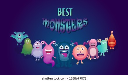 Cartoon monster. Set. Halloween vector monsters