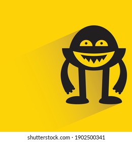 cartoon monster with shadow on yellow background