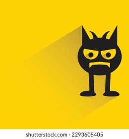 cartoon monster with shadow on yellow background