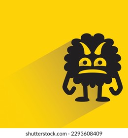 cartoon monster with shadow on yellow background