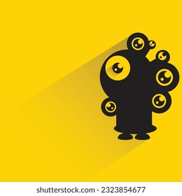 cartoon monster with shadow on yellow background