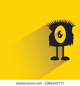 cartoon monster with shadow on yellow background