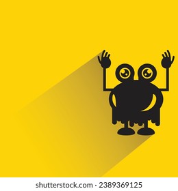cartoon monster with shadow on yellow background