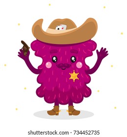 Cartoon monster, sheriff, isolated in background, children's illustration for Halloween or birthday, design, vector.