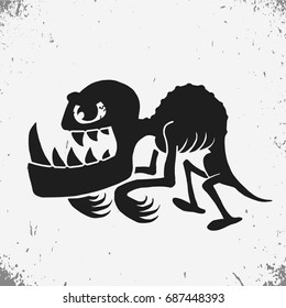 cartoon monster silhouette vector illustration