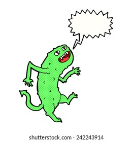 cartoon monster with speech bubble