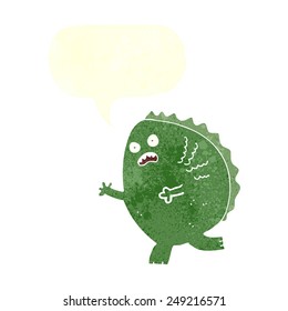 cartoon monster with speech bubble