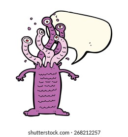 monstruo de dibujos animados con burbuja de habla