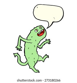 monstro de desenho animado com balão de fala