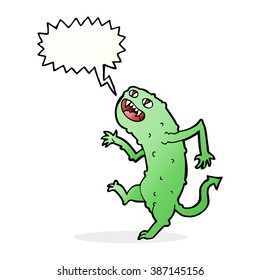 cartoon monster with speech bubble