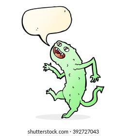 cartoon monster with speech bubble